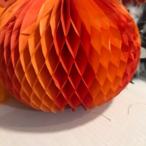 Halloween Pumpkin and Bat Headbands Feather Boas 60" Pumpkin Paper Decorations - Picture 10 of 11